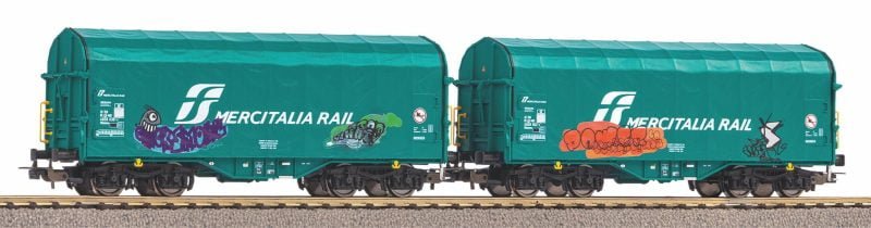 Piko 58255 - Carro telonato tipo Shimmns "Mercitalia Rail" con graffiti - H0