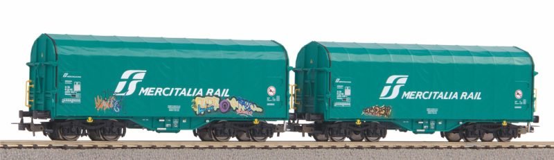 Piko 58255 - Carro telonato tipo Shimmns "Mercitalia Rail" con graffiti - H0