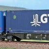 ACME 40299 - Carro intermodale bimodulo tipo Sggrmss da 90' "GTS Rail" con casse mobili ''Barilla'' e ''GTS''
