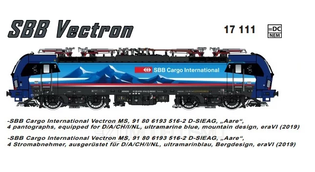 L.S. Models 17111 - Vectron 193.516 SBB Cargo International D-SIEAG "Aare" - H0