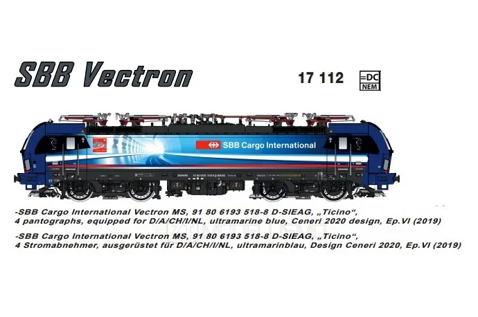 L.S. Models 17112 - Vectron 193.518 SBB Cargo International D-SIEAG "Ticino" - H0