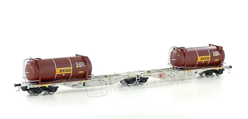 Mehano 58954 - Carro articolato tipo Sggmrss "HUPAC" con due Tankcontainer "BERTSCHI" - H0