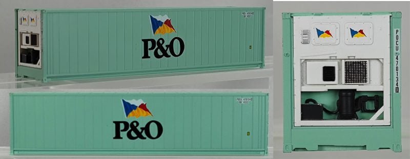 PI12405 - Set di 2 Container Frigo da 40" HC "P&O" livrea verde acqua - H0