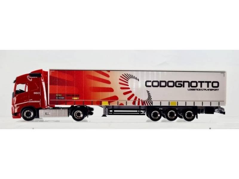 PIHR950367 - Volvo FH GL con Semirimorchio telonato bianco/rosso "CODOGNOTTO" - H0