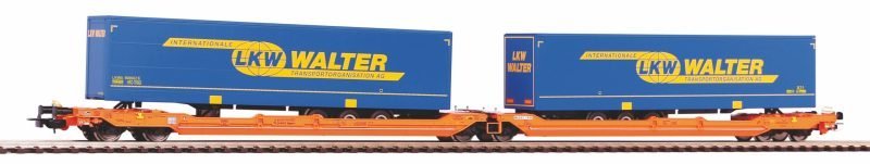 Piko 58979-2 - Carro tasca Tipo Sdggmrs738 T3000e "WASCOSA" con carico di due semirimorchi "LKW Walter" - H0