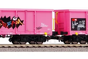 Piko 58393 - Set 2 carri tipo Eaos SBB in livrea rosa con graffiti - H0