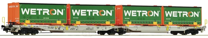 Roco 67401 - Carro a doppia tasca articolato tipo Sdggmrs T2000 "AAE" con quattro casse mobili "WETRON"- H0