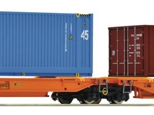 Roco 77360 - Carro a doppia tasca articolato tipo Sdggmrs T2000 "AAE" con due container da 20' e un container da 45' - H0