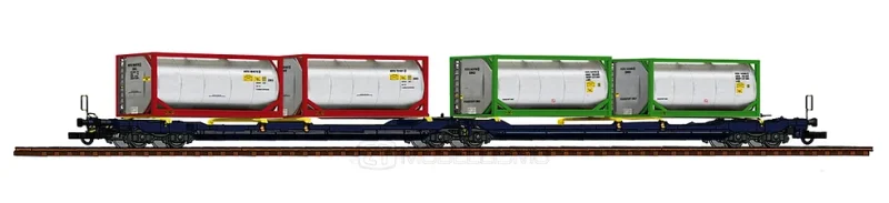 Roco 77388 - Carro tasca Tipo Sdggmrs738 T3000e "CEMAT" con carico di quattro Tankcontainer - H0