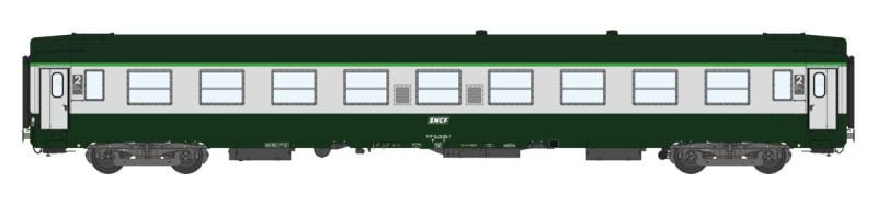 REE VB-309 - Carrozza tipo UIC-Y B9 (ex A9) SNCF in livrea Verde Garrigue / Grigio Cemento e logo Encadré bianco - H0