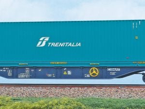 ACME 40420 - Carro intermodale Tipo Sgnss CEMAT da 60' caricato con una cassa mobile furgonata “Trenitalia” - H0