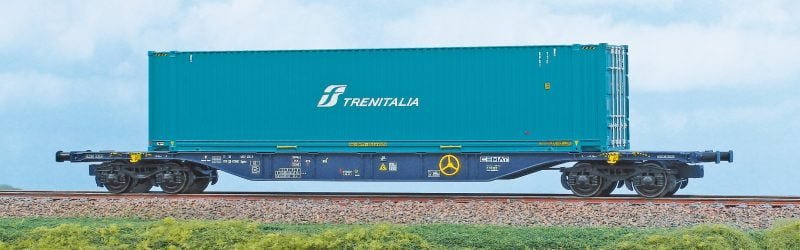 ACME 40420 - Carro intermodale Tipo Sgnss CEMAT da 60' caricato con una cassa mobile furgonata “Trenitalia” - H0
