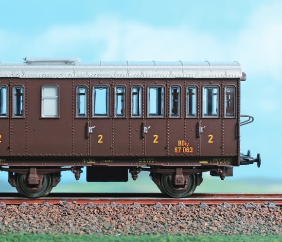 ACME 55282 - Set di due carrozze passeggeri tipo 1931R FS di 2°classe composto da una Biy 34.000 e una BDiy 67.000 in livrea castano - H0