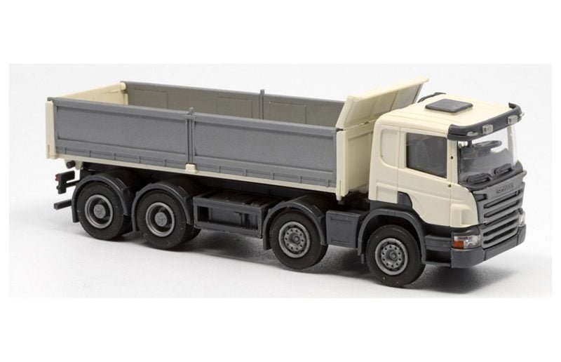 OLM-Design 003 - Scania Kipper 8x4 livrea vaniglia con profili e sponde grigie - H0