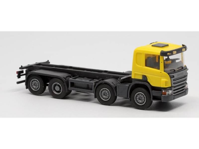 OLM-Design 008 - Scania 8x2 porta container con cabina gialla e pianale nero per container 20' - H0