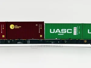 IGRA 96010061 - Carro tipo Sggnss80' MFD Rail con quattro container da 20' "UASC" e "HC CARU" - H0