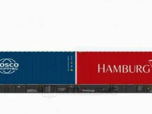 IGRA 96010056 - Carro tipo Sggnss80' RheinCargoXL con due container da 40' "COSCO" e "HAMBURG SUD"  - H0