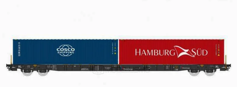 IGRA 96010056 - Carro tipo Sggnss80' RheinCargoXL con due container da 40' "COSCO" e "HAMBURG SUD"  - H0