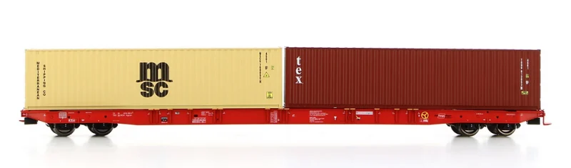Pi.R.A.T.A. 96010069 - Carro tipo Sggnss80' RCW con due container da 40' "MSC" e "TEX" - H0