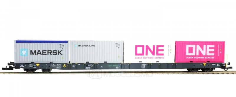 IGRA 96010066 - Carro tipo Sggnss80' MFD Rail con quattro container da 20' "MAERSK" e "ONE" - H0