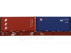 Pi.R.A.T.A. 96010068 - Carro tipo Sggnss80' METRANS con quattro container da 20' "SAFMARINE", "TAL", "MAERSK" e "UES" - H0