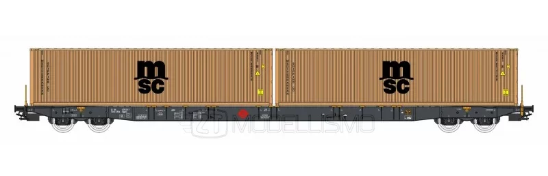 IGRA 96010051 - Carro tipo Sggnss80' ERMEWA con due container da 40' "MSC" - H0