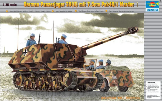 Trumpeter 00354 - German Panzerjager 39(H) mit 7.5cm Pak40/1 Marder - 1:35