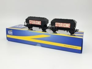 REE Modeles WB017 - Set di due carri tramoggia SNCF per trasporto cereali noleggiato STORIONE - H0