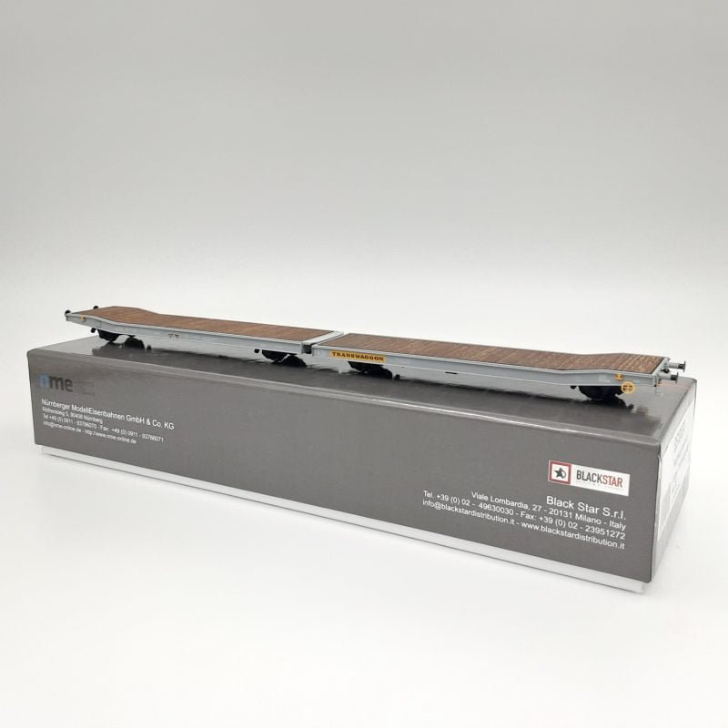 BlackStar NME BS10031 - carro pianale tipo Laaps, Transwaggon, livrea grigia - H0