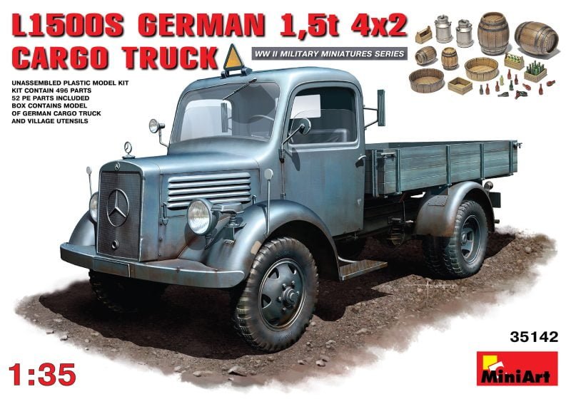 MiniArt 35142 - MB 1500S GERMAN 1,5t, 4x2 - CARGO TRUCK - 1:35