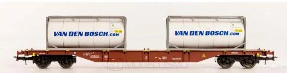 B-models 54111 - Carro merci tipo Sgns 60' SNCB caricato con due tankcontainer VAN DEN BOSCH - H0