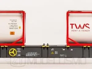 B-models 54112 - Carro merci tipo Sgnss 60' CEMAT caricato con due tankcontainer TWS - H0