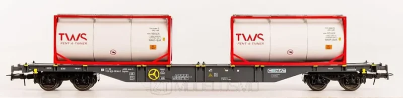 B-models 54112 - Carro merci tipo Sgnss 60' CEMAT caricato con due tankcontainer TWS - H0