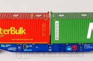 B-models 54154 - Carro merci tipo Sgnss 60' D ERR TRW caricato con due container InterBulk e NB - H0