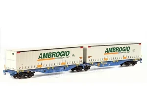 B-models 59301 - Sggmrss 90' I-AMBR con due container 45" "Ambrogio" - H0