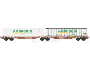 B-models 59304 - Sggmrss I-AMSR 90' con due container 45" "Ambrogio" - H0