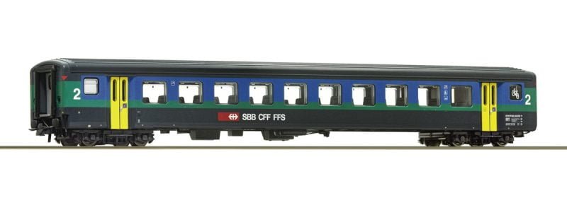 Roco 74567 - Carrozza passeggeri tipo EWII SBB di 2° classe in livrea "Pappagallo" con logo bici- H0