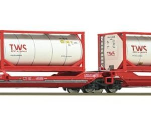 Roco 77396 - Carro tipo Sdggmrs 738/T3000 ÖBB in livrea rossa Rail Cargo Wagon con 4 tankcontainer da 20' TWS - H0