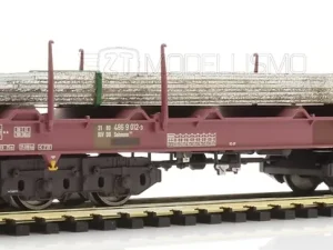 Liliput L235794 - Carro pianale tipo Sahmms 711, DB AG con lastre di acciaio - H0