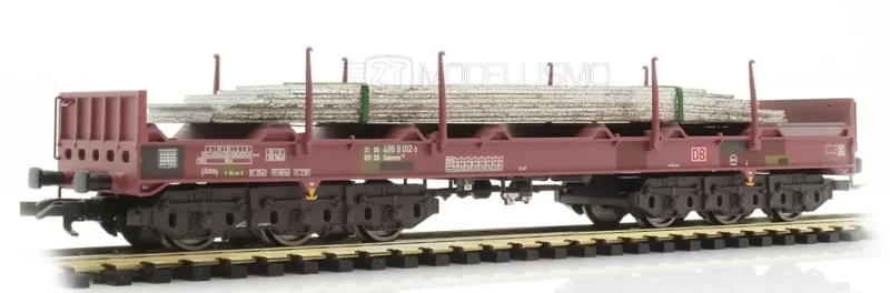 Liliput L235794 - Carro pianale tipo Sahmms 711, DB AG con lastre di acciaio - H0