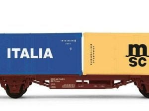 Lima HL6111 - Carro pianale a due assi FS con due container da 20' - H0