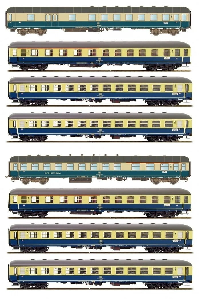 HobbyTrain H43025 + H43027 - Set 8 carrozze "Ostsee Express" 1980 Monaco-Berlino - H0
