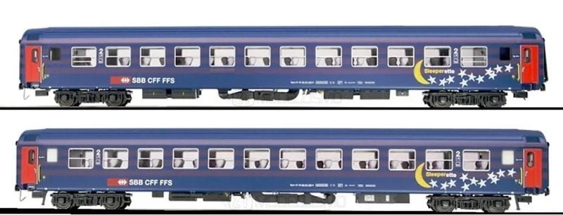 L.S. Models 47226 - Set due carrozze tipo UIC-X SBB RIC Bpm "Sleperette" in livrea "Mund und Sterne" - H0