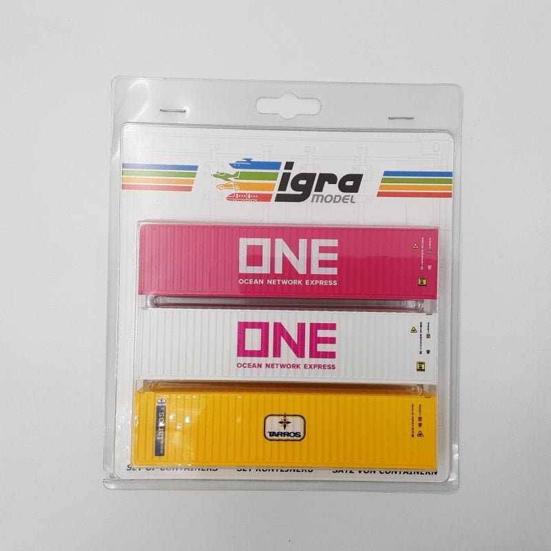IGRA Model PI98010010 - Set 3 container da 40 ft "ONE" "ONE" "TARROS" - H0