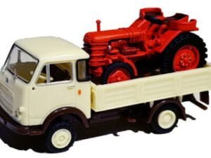 Brekina 34606.CT - Autocarro OM 'Lupetto' crema con trattore rosso - H0