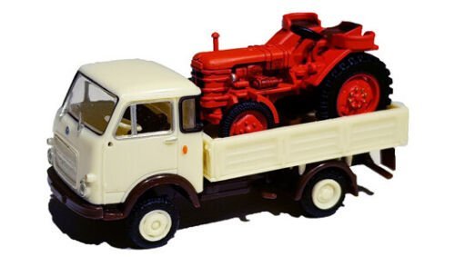 Brekina 34606.CT - Autocarro OM 'Lupetto' crema con trattore rosso - H0