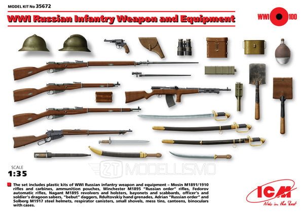 ICM 35672 - WWI Russian Infantry Weapon and Equipment - 1:35