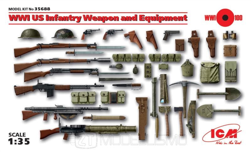 ICM 35688 - WWI US Infantry Weapon and Equipment - 1:35