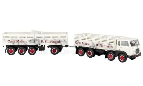 Brekina 58414 - Fiat 690 Millepiedi con rimorchio "cava marmo Filipinetti" - H0