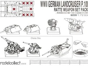 72150 Modelcollect UA72150 - WWII Germany landcruiser p.1000 ratte weapon set pack II - 1:72